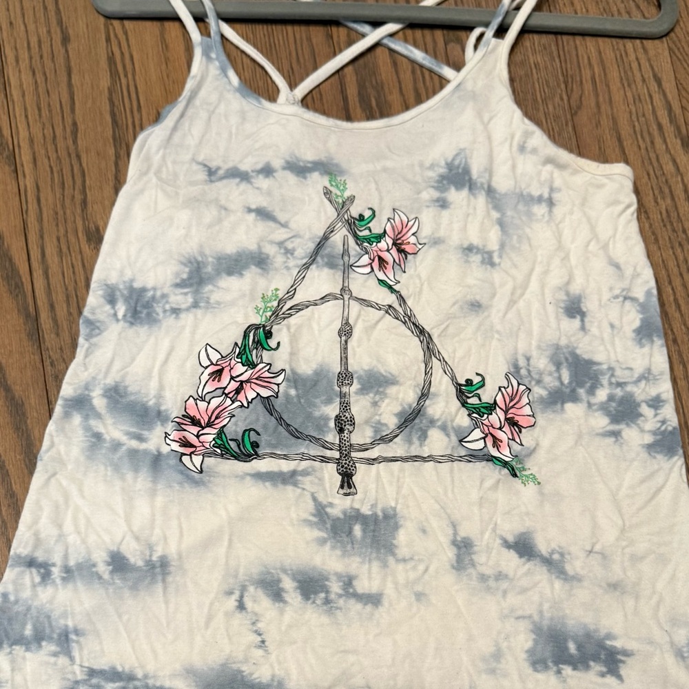 Harry Potter Tie-Dye Tank Top with Floral Design